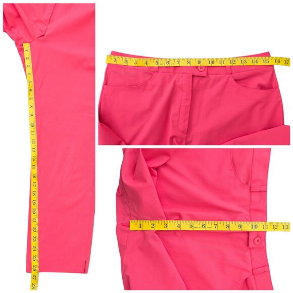 Bright Coral Pink Golf Pants Mimi Collection Stretch Crop Embroidered Size 77 - Picture 7 of 10